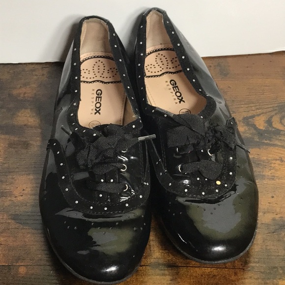 Geox Womens Black Patent Leather Lace up Dance Shoes size 39 US 9 - Picture 3 of 13